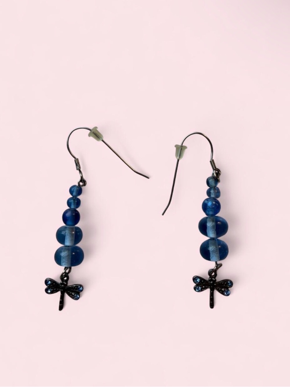 Vintage Blue Beaded Dragonfly Dangle Earrings Women’s Jewelry